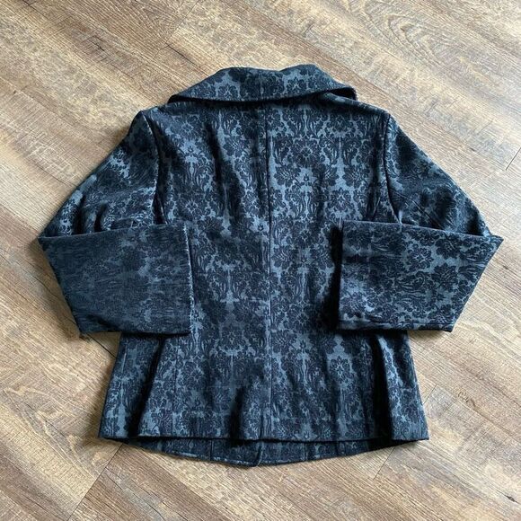 J. Jill Blazer Black Brocade Jacket 12 Petite Classy Minimalist - Picture 6 of 10